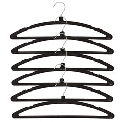 Heart Home 6 Piece Plastic Hanger Set for Wardrobe, (Black) HEART7081