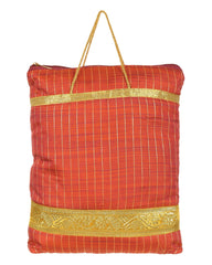 Kuber Industries Polyester Strips Print Hand Bag/Grocery Bag For Women/Girls With Handle Pack of 6 (Red) 54KM4042