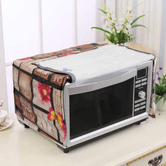 Heart Home PVC Multicheck Floral Print Microwave Oven Cover for Home & Kitchen 20 LTR. (Brown) 54HH4106.