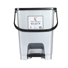 Kuber Industries Step-On Pedal Dustbin/Waste Bin with Lid|Solid Color & Durable Plastic|Size 24 x 24 x 30 CM, Capicity 10 Ltr (Grey)-KUBMART16403