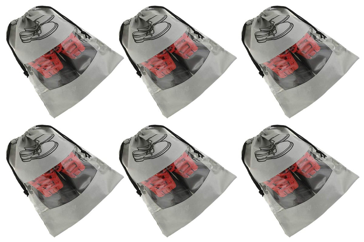 Kuber Industries 6 Piece Non Woven Travel Shoe Organizer Space Saving Fabric Storage Bags (Grey)-KUBMART906