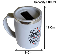 Heart Home Double Wall Vacuum Insulated Food Grade BPA Free Plastic Coffee Mug with Lid, Pack of 2 (Grey)