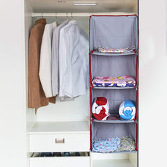 Kuber Industries Cotton Four Cabinet Hanging Baby Almirah (Maroon)-CTKTC13366