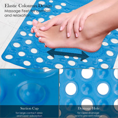 Heart Home Bath Mat | PVC Bathroom Mat | Shower Bath Mat | Hole Bath Tub Mat | Foot Massager Mat | Anti-Skid Shower Mat with Drain Holes | Blue