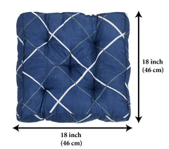 Kuber Industries Geomatric Printed Microfiber Square Chair Pad Seat Cushion for Rocking Chair, Office Chair, Dinning Chair, Indoor/Outdoor, 18 * 18 Inch (Blue), Standard