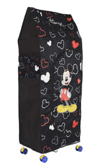 Kuber Industries Disney Mickey Mouse Print Multipurpose Plastic Foldable Toy Box/Wardrobe Storage Baby Almirah for Kids with 5 Shelves (Black)