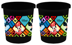 Kuber Industries Disney Mickey Minnie Print Plastic 2 Pieces Garbage Waste Dustbin/Recycling Bin for Home, Office, Factory, 5 Liters (Black) -HS_35_KUBMARTS17775