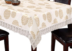 Kuber Industries Dining Table Cover 6 Seater|Table Cloth|Table Cover for Home, Restaurant| Floral Design (Cream)