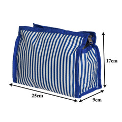 Heart Home Lining Print PVC Toiletry Bag for Home & Travelling with 3 Main Zipper Pack of 2 (Blue) 54HH4351.
