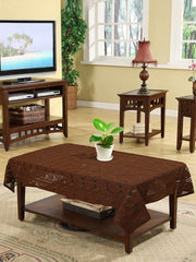 Kuber Industries Circle Printed Cotton 4 Seater Center Table Cover,40"x60" (Dark Brown)-44KM09