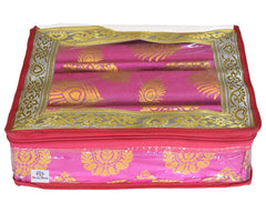 Heart Home Bareque Seamless Design Laminated 2 Rod Box, Organizer For Bangle, Watches, Bracelets, Jewellery With Tranasparent Top (Pink)-47HH0438