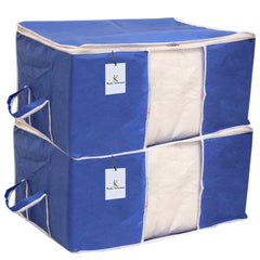 Kuber Industries 9 Piece Non Woven Underbed Storage Organiser Set, Extra Large, Royal Blue