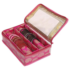 Heart Home Multipurpose Feather Design Laminated 2 Rod Bangle Box/Organizer/Case With Tranasparent Top - Pack of 2 (Pink)-47HH0223