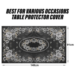 Heart Home Center Table Cover | Sigma PVC Flower Center Table Cover | Luxurious Table Protector Cover Without Lace | 40x60 Inch | Black