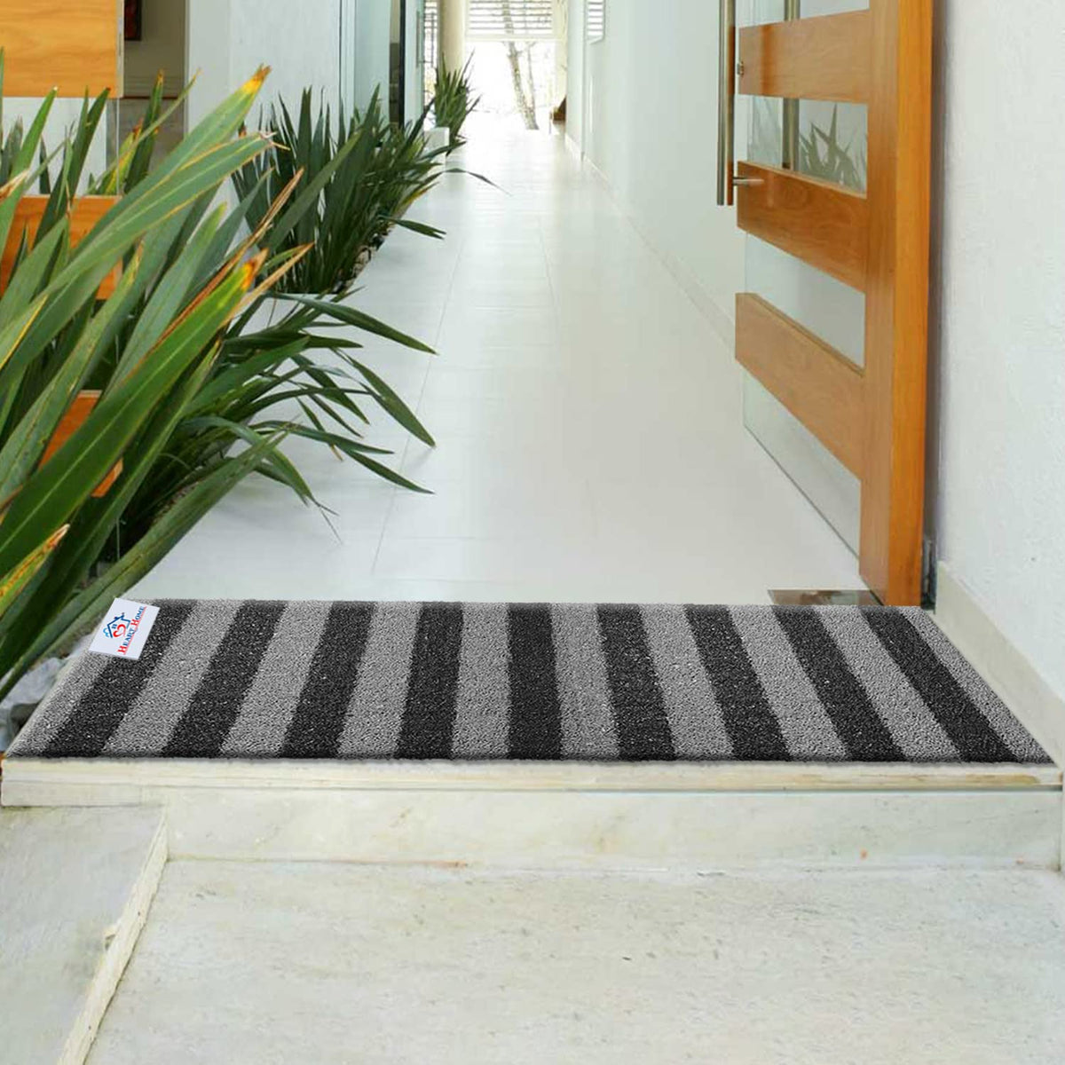 Heart Home Rubber Strips Design Door Mat for Porch/Kitchen/Bathroom/Laundry Room, 24"x36" (Grey) 54HH3998.
