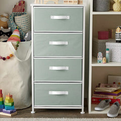 Kuber Industries Drawer Storage Box|Foldable Toys Organizer For Kids|Closet Box With Pull Out Handle (Grey)