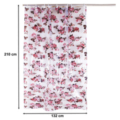 Heart Home PVC Waterproof Flower Print Shower Curtain for Bathroom with 8 Rings,7 Feet (Brown)