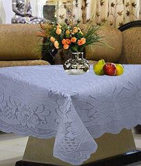 Kuber Industries Floral Design Cotton 4 Seater Center Table Cover 60"x40"(White)-CTKTC32942