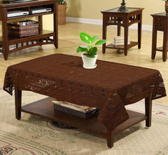 Kuber Industries Circle Printed Cotton 4 Seater Center Table Cover,40"x60" (Dark Brown)-44KM09