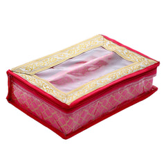 Kuber Industries Brocade Hardboard Two Rod Bangle Box (Pink) - CTKTC42009