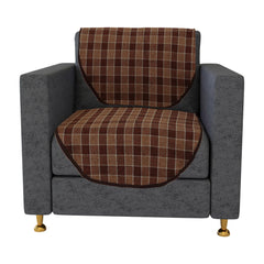 Heart Home Sofa Cover | Jute 5 Seater Sofa Covers | Couch Cover for Home Décor | Sofa Cover for Hall | Check Design Sofa Cover | Sofa Cover set for Living room | Light Brown