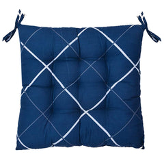 Kuber Industries Geomatric Printed Microfiber Durable, Comfortable & Soft Square Chair Pad/Cushion/Seat Pad with Ties, 18 * 18 Inch- Pack of 2 (Blue)