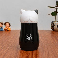 Heart Home Small Stainless Steel Hot & Cold Vacuum Thermos Travel Mug Tea Water Bottle Coffee Flask, 280ml (Black), Standard