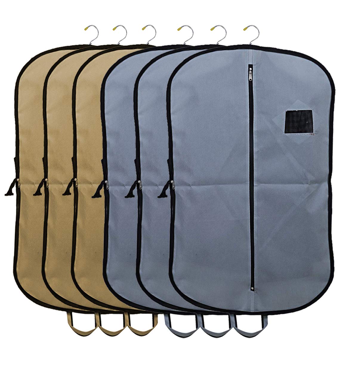 Kuber Industries 6 Pieces Foldable Non Woven Men's Coat Blazer Suit Cover (Grey & Brown) -CTKTC41741