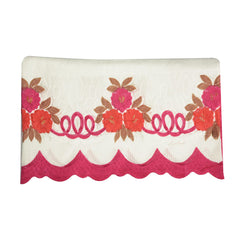 Kuber Industries Cotton Floral Print Waterproof Attractive Dining Table Cover|Tablecloth for Home Decorative, 60x90 Inch (Cream Pink)