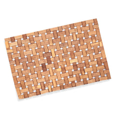 Kuber Industries Bamboo Design Wooden 6 Piece Dining Table Placemat Set - Brown