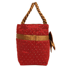 Kuber Industries Bow Design Satin Women's Handbag, Maroon