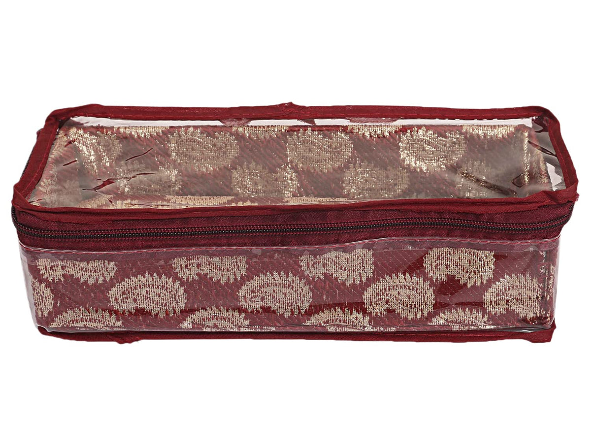 Kuber Industries Multipurpose Carry Design Laminated 1 Rod Bangle Box/Organizer/Case With Tranasparent Top (Maroon)-47KM073