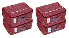 Kuber Industries 4 Piece 3 Layered Quilted Printed Cotton Saree Cover Set, Maroon