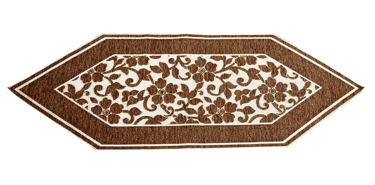 Kuber Industries Floral Design Velvet Dining Table Runner (Brown) CTKTC029920