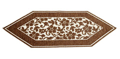 Kuber Industries Floral Design Velvet Dining Table Runner (Brown) CTKTC029920