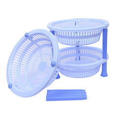 Kuber industries Plastic 2 Pieces 3 Layer Multi-Purpose Kitchen Storage Basket Rack (Blue)-CTKTC25189
