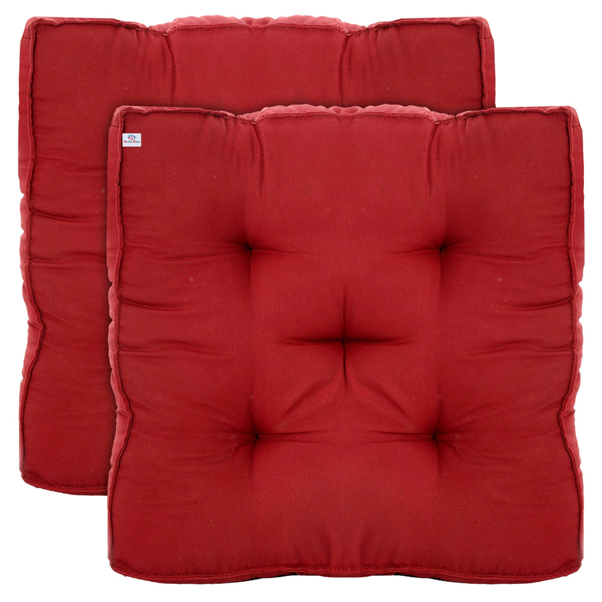 Heart Home Microfiber Square Chair Pad Seat Cushion for Car Pad, Office Chair, Indoor/Outdoor, Dining Living Room, Kitchen-Pack of 2, 18 * 18 Inch (Maroon)