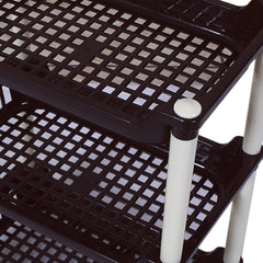 Kuber Industries 3 Tier Storage Rack|Versatile Plastic Stationary & Crockery Rack|Shelf Rack for Kitchen,Office,Home,(Brown)