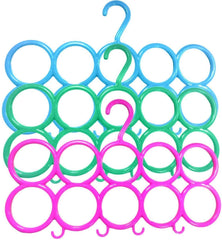 Kuber Industries 10-Circle Plastic 3 Pieces Ring Hanger for Scarf, Shawl, Tie, Belt, Closet Accessory Wardrobe Organizer (Multicolour) - CTKTC030754