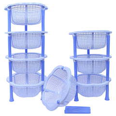 Kuber Industries Plastic 2 Pieces 4 Layer Multi-Purpose Kitchen Storage Basket Rack (Blue)-Ctktc25225