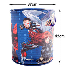 Heart Home Marvel Avengers Print Round Laundry Basket|Polyester Clothes Hamper|Waterproof & Foldable Round Laundry Bag with Handle,45 Ltr.Pack of 2 (Navy Blue)