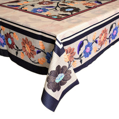 Heart Home Flower Printed Cotton 4 Seater Center Table Cover- 40"x60" (Sand)-50HH01735