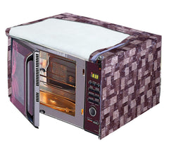 Heart Home PVC 3D Check Printed Microwave Oven Cover, Dustproof Machine Protector Cover,23 LTR. (Brown)-HS43HEARTH26042