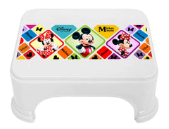 Kuber Industries Disney Mickey Minnie Print Square Plastic Bathroom Stool, Adults Simple Style Stool Anti-Slip with Strong Bearing Stool for Home, Office, Kindergarten (Whte) -HS_35_KUBMARTS17718