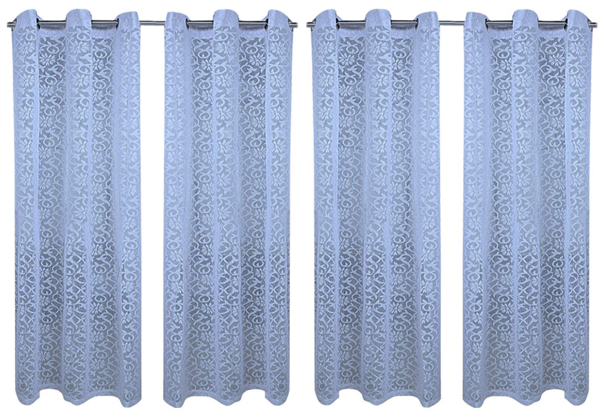 Kuber Industries Cotton 4 Pieces 7 Feet Eyelet Door Curtain (Blue) -Ctktc12959
