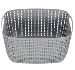 Heart Home Multiuses Large & Small M 30-25 Plastic Basket/Organizer With Lid- Set of 2 (Grey) -46HH057