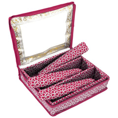 Kuber Industries Multipurpose Multi Square Design Laminated 3 Rod Bangle Box/Organizer/Case With Tranasparent Top (Pink)-47KM0297