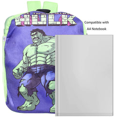Heart Home Marvel The Incredible Hulk Plush Backpack|2 Compartment Velvet School Bag|Durable Toddler Haversack for Travel,School with Zipper Closure (Green)