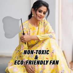 Heart Home Hand Fan | Plastic Hath Pankha | Hand Fan for Summer | Beejna for Natural Air | Caty Fan | Useful for Travel | Hand Fan for Cool Air | Pack of 3 | Gray