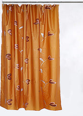 Kuber Industries Flower Design Waterproof PVC Shower Curtain with 8 Hooks 54 inch x 84 inch (Gold) CTKTC33740